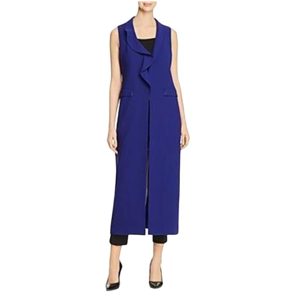 Elie Tahari Women's Destiny Ruffle Duster Vest Size Large